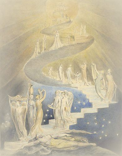 William Blake, Jacob's Ladder (c. 1805), public domain